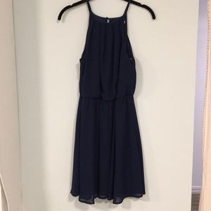 francesca’s navy blue high neck aline dress size s